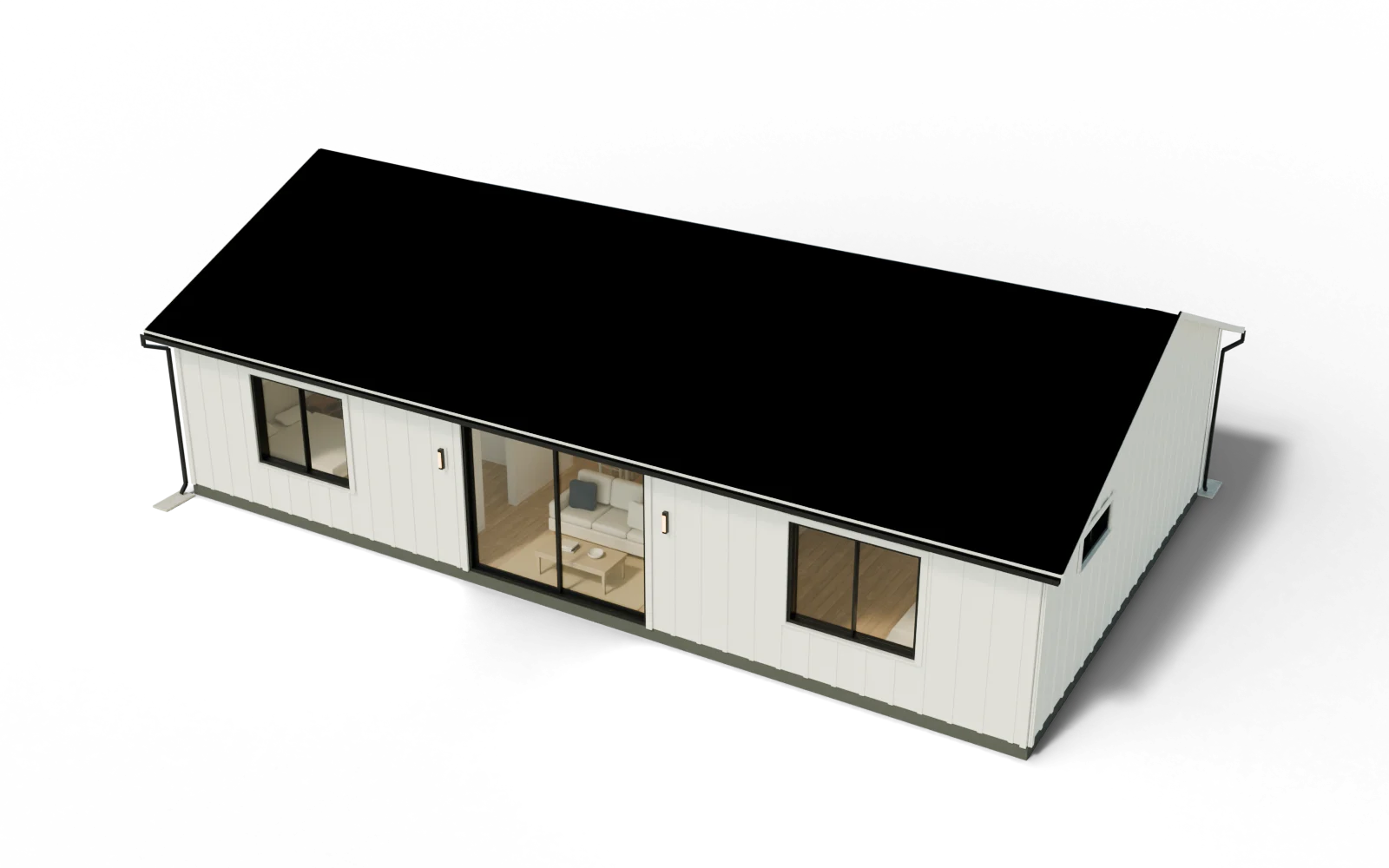 Two Bedroom + Office ADU with a shingle roof, chalk siding and a small landing